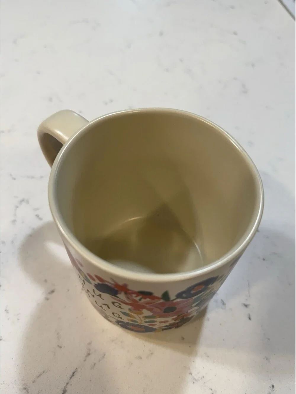 OPALHOUSE Coffee Mug Cup Hug In A Mug Ivory with Flowers 16oz Stoneware NWT